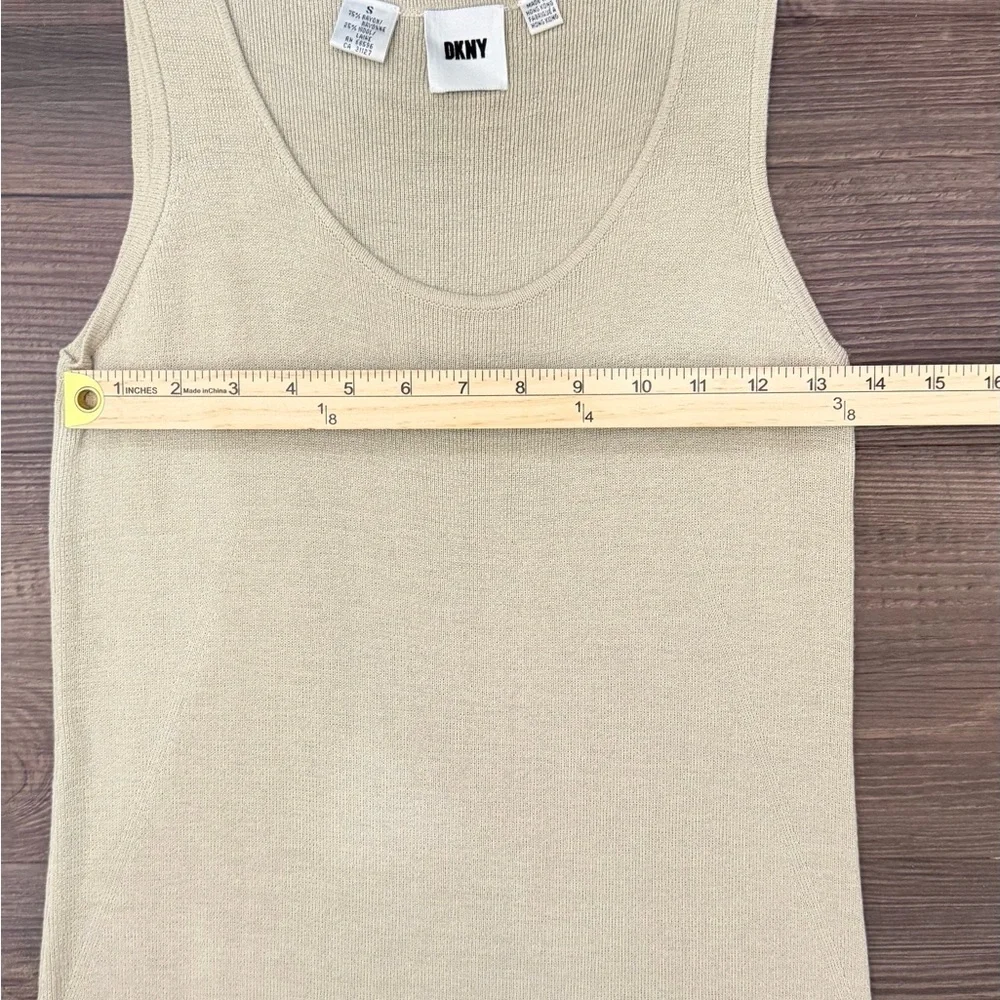 Vintage Y2K DKNY Minimalist Heavy Knit Tank Dress Neutral Beige Capsule Wardrobe - Picture 6 of 7